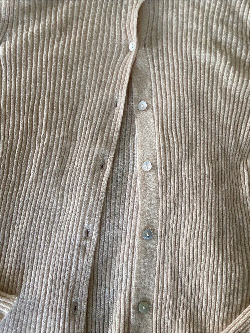 Vince Beige Ribbed Button-Front Cardigan - Picture 3 of 7